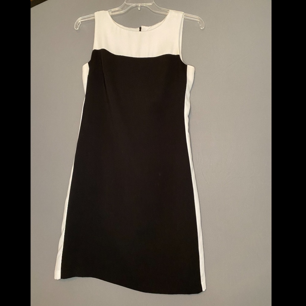 Chic Black w/ White Accents Color Block Dress